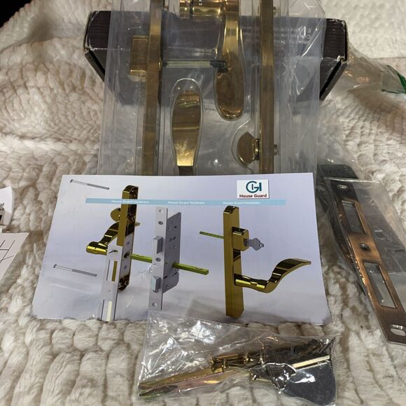 House Guard Hinged Patio Door Handle System (Brass) - Picture 9 of 12